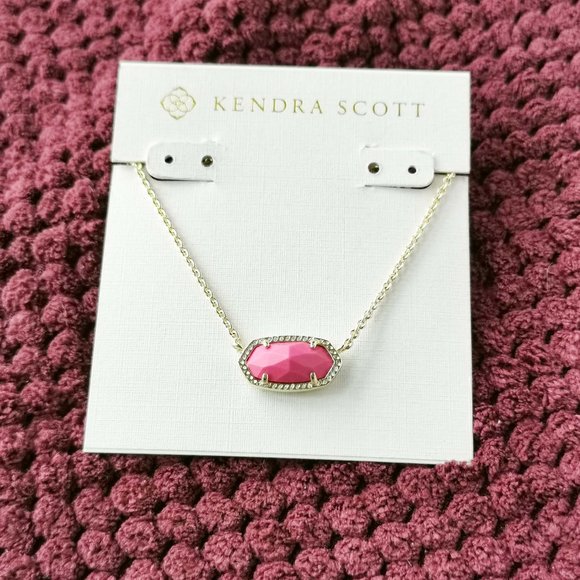 Kendra Scott Magenta Magnesite Elisa Gold Pendant Necklace NEW WITH POUCH - Picture 1 of 3